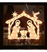 LAMPHOME Nativity Lighted Christmas Window Silhouette Decoration Christmas Window Silhouette Ligh...