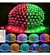 240 LED Net Lights, 35 Colors Changing Christmas Net Lights Outdoor Clear Wire, 14.8ft x 5ft Conn...