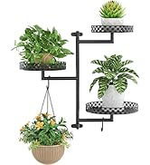 OVICAR Rotating Window Plant Shelves - Indoor Wall Plant Stand 3-Tier Floral Metal Window Shelf H...