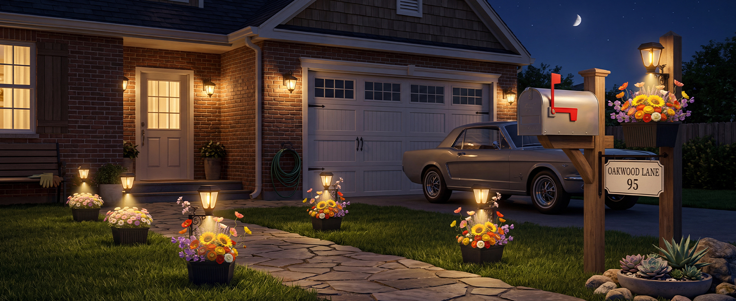 Solar Lamp Post with Planter