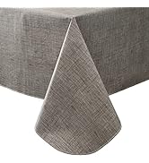 LIBERECOO Vinyl Tablecloth with Flannel Backing Waterproof Oil-Proof Plastic Table Cloth Wipeable...