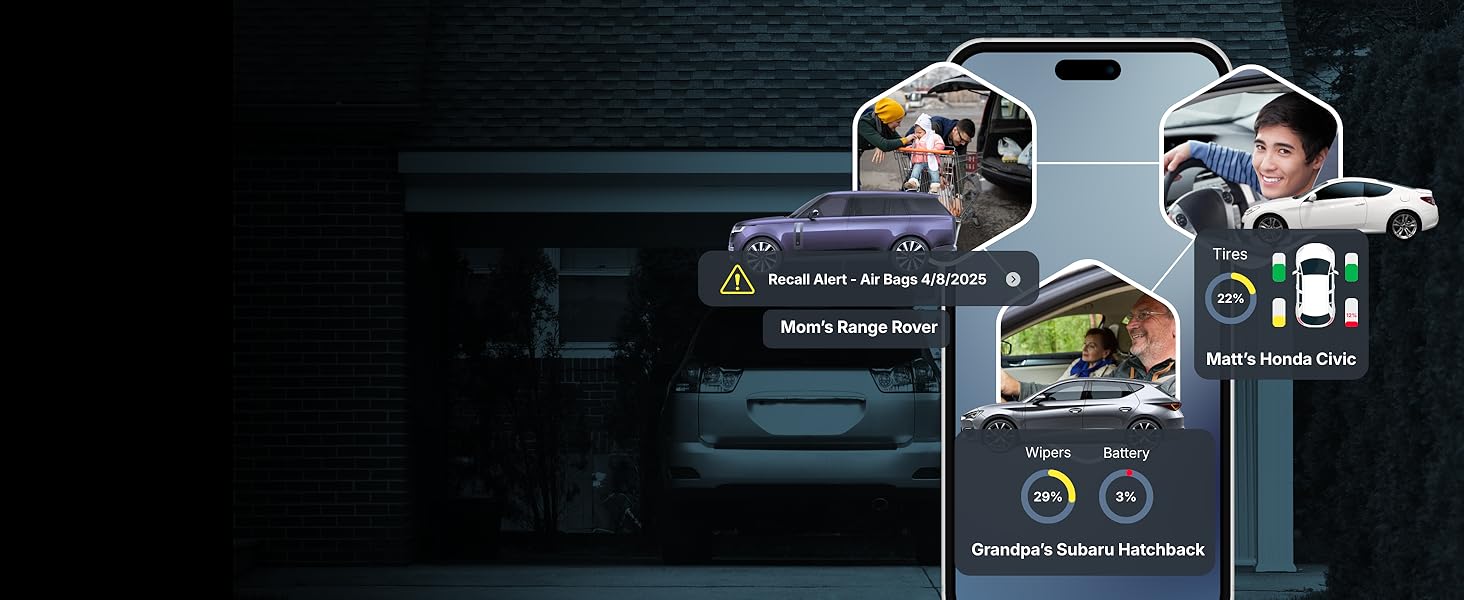 Monitor all vehicles Code reader for cars and trucks tracks every family vehicle in one account