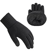 Achiou Winter Gloves for Men Women, Thicken Touch Screen Glove, Dual-Layer Knit Lining, Running G...