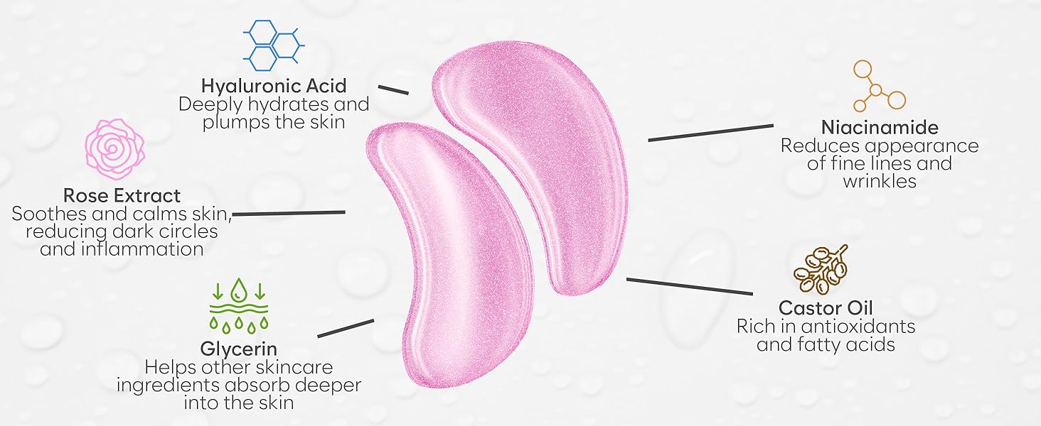 under eye patch hyaluronic retinol gold niacinamide bright wrinkle green tea collagen rose hydration