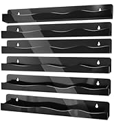 6 Pack Black Nail Polish Wall Rack 15 Inch Acrylic Floating Display Shelves with Anti-slip End Gu...