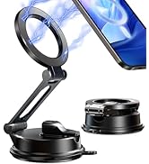 AREDAN Vacuum Magnetic Phone Suction Holder, Folding Car Mount for MagSafe, Best Dashboard Windsh...