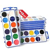 12 Pack Watercolor Paint Set for Kids, 12 Colors Water color paint sets for kids with Paint Brush...