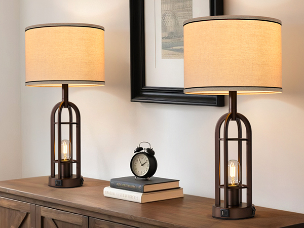farmhouse table lamps for living room set of 2