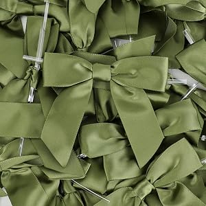 moss green satin ribbon bows