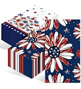 IANFEPH 100 Pcs 4th of July Patriotic Guest Napkins, 3-Ply Disposable Poppy Flower Paper Hand Tow...