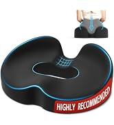 TushGuard Ergonomic Donut Pillow Seat Cushion with Raised Rear Support, Large Memory Foam Lifting...