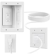 in Wall Cable Concealer Kit with Brush Wall Plate,Recessed Outlet Box,9ft Cord,2 Gang Pass Throug...