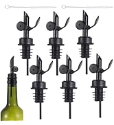beyonday 6pcs Self Closing Liquor Bottle Pourers - Black, Auto Flip Wine Bottle Stoppers with Rub...