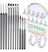 FANDAMEI Nail Art Brushes, Nail Brush Set With Nail Stand, Nail Holder For Painting Nails, Nail A...