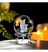 ZEERSHEE 2.3in Cat Crystal Ball Figurines Glass Laser Engraved with Kitten Snuggling Up to Mother...