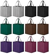 WISELIFE Reusable Grocery Bags 12 Pack, Large Foldable Shopping Bags