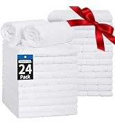 HOMERHYME Hand Towels for Bathroom, 24 Pack 25''*15'' Microfiber White Bath Hand Towels, Quick Dr...