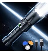 SKYFIRE LED Flashlight 3000lm High Lumens Rechargeable Tactical Flashlight, Ignition Lens & 3 Col...