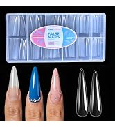 AKA Unicorn Nail Tips: 240Pcs Pre-Etched Long Stiletto Gel Nail Tips, Full Cover False Nail Tips,...