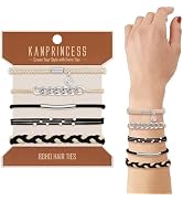 KANPRINCESS Hair Tie Bracelet, 5 Pcs Boho Hair Ties For Girls and Women, Elastic Hair Ties, Hair ...