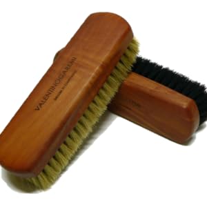 shoe brush horse hair gloss shine polish buff pear wood valentino garemi