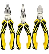 BOOSDEN 3 PCS Pliers Tool Set, 6" Needle Nose Pliers, 6" Diagonal Cutters, 6" Linesman Pliers for...