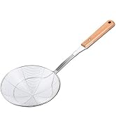 TENTA TENTA KITCHEN Stainless Steel Skimmer Strainer, Wire Skimmer with Spiral Mesh Bamboo Handle...