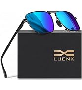 LUENX Rectangular Polarized Aviator Sunglasses for Men Retro Pilot Shades Driving UV400 Protection