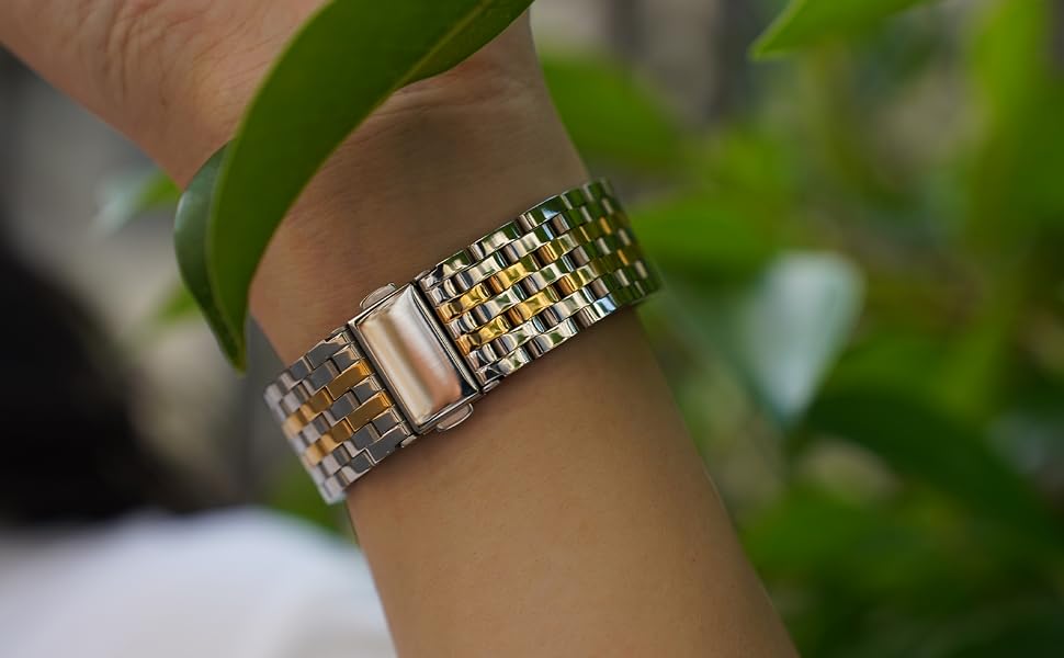 apple watch bands two tone, apple watch bands silver and gold