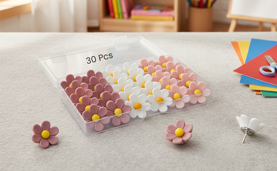 Flowers Push Pins Decorative Thumb Tacks Color Cute Office Decor for Women Cork Board Bulletin Board