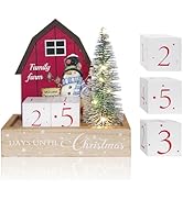 Mulbozy Christmas Tree Countdown Calendar Block with LED Light, 99 Days Advent Calendar Farmhouse...
