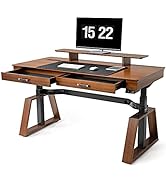 EUREKA ERGONOMIC Standing Desk, 63 inch Executive Desk with Drawers Modern Trapezoidal Leg Sit St...