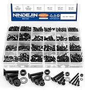 NINDEJIN Hex Socket Flat Head Screw M2 M3 M4 M5 Bolts Nuts and Washer Assortment Kit, 1060PCS Met...