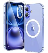 toushion 3 in 1 for iPhone 16 Case Clear with MagSafe, Not Yellowing, Screen Protector*1 Camera L...