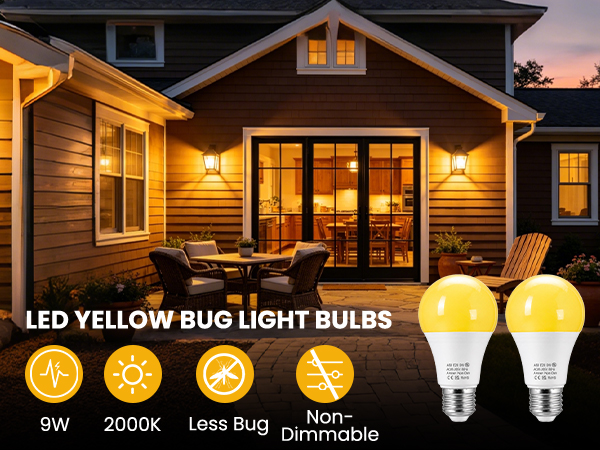yellow bug light bulbs outdoor led Yellow Amber Bug Lights for Outside Porch bug repellent light