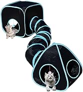 GONPETGP Cat Tunnels for Indoor Cats with Cube Tent Toys Combo, Pop Up Collapsible Crinkle Intera...