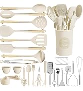 Kikcoin 43Pcs Large Kitchen Utensils Set - Silicone Cooking Utensils Set, Dishwasher Safe Spatula...
