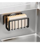 TAILI Sponge Holder for Kitchen Sink with Strong Suction Cup, Rustproof Aluminum Sink Caddy, Remo...