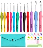 Yarniss 12 Size Crochet Hooks 2.0mm~8.0mm, Ergonomic Crochet Hooks Set with Case, Crochet Needle ...