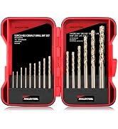 AIMLENTOOL Cobalt Drill Bit Set, 15Pcs SAE (1/16" - 1/4") M35 HSS, 135°Tip, Twist Jobber Length D...