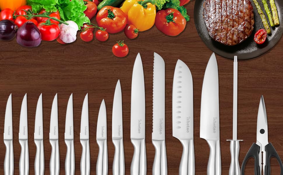 15 Piece Kitchen Knife Sets