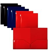 Extra Heavyweight Assorted Colors Plastic 2 Pocket Portfolio Folders, 12 Pack, Premium Letter Siz...