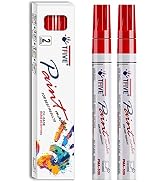 Red Permanent Paint Marker Pens - 2 Count Oil Based Marker Pen, Medium Tip, Waterproof & Quick Dr...