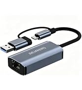 USB A & USB C Gigabit Ethernet Adapter, 1000Mbps RJ45 LAN Network Converter, Plug and Play Portab...