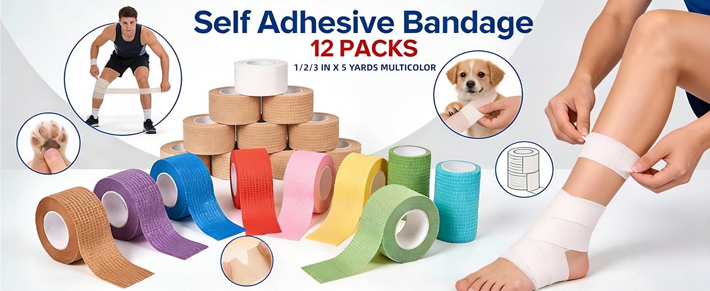 multicolor adhesive bandage wrap swelling relief bandage wrap self-adherent bandage wrap