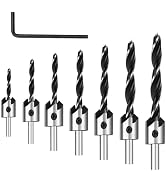 ROGAPER Countersink Drill Bit Set, 7Pcs Sinker Drill Bits M2 HSS, with 1/4" Standard Shank and Al...