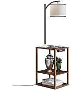 SUNMORY Floor Lamp with Table, Lamps for Living Room with Charging Station(USB & AC Port), Rustic...