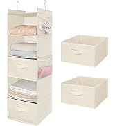 MAX Houser 5 Tier Shelf Hanging Closet Organizer, Cloth Hanging Shelf with 2 Sturdy Hooks for Sto...