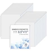 Antner 30pcs Letter Size Binder Pockets for 3 Ring Binder, White Zipper Document Organizer Pouche...