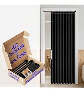 AJAZZ 100% Blackout Sliding Door Curtains for Doorways, Accordion Doors Magnetic Door Curtain for...